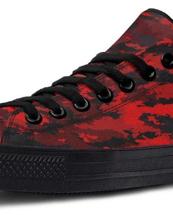 Red Camo White Low-Top Sneakers - Bold Statement Shoes