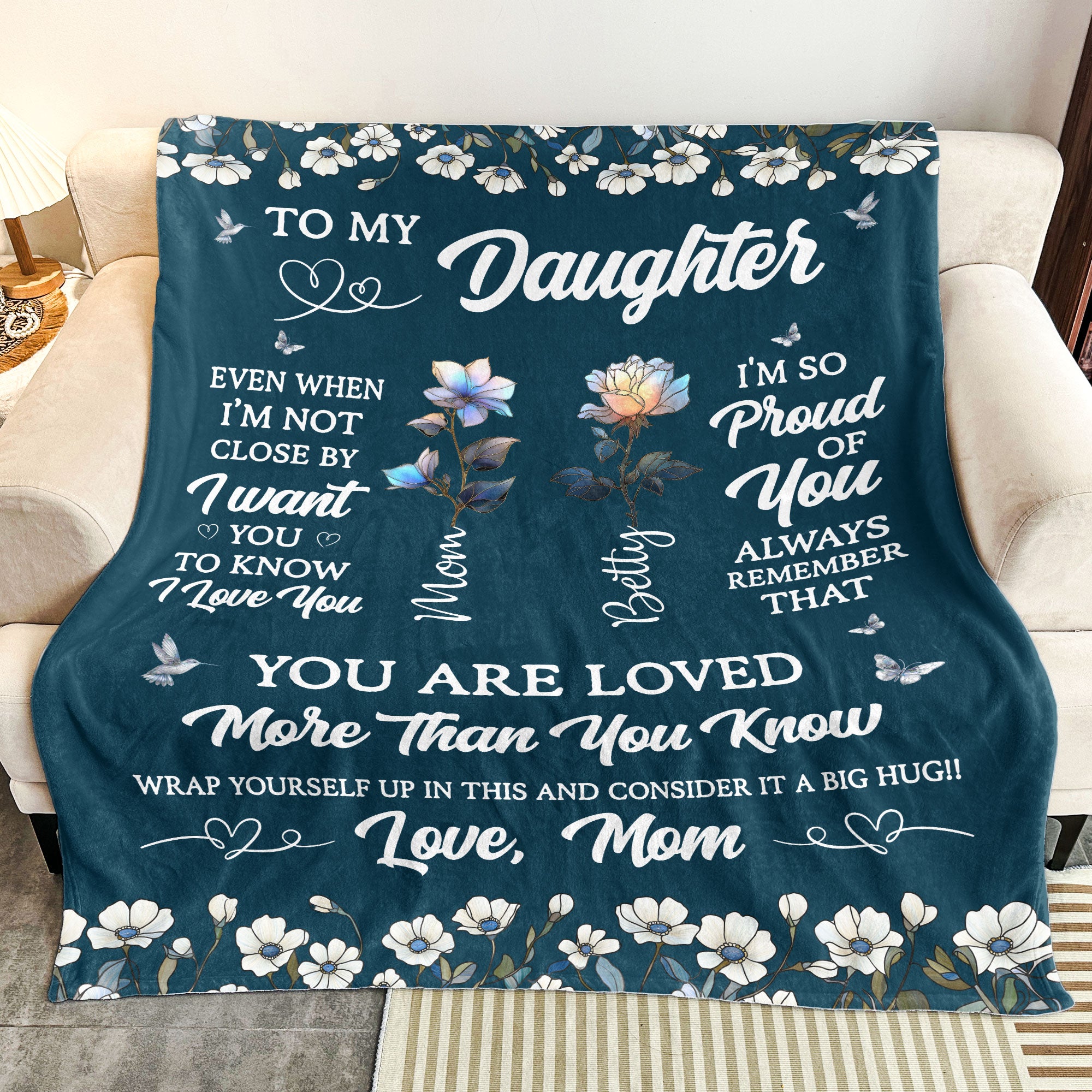 To My Daughter Granddaughter I Love You Birth Flower - Personalized Blanket Big Size