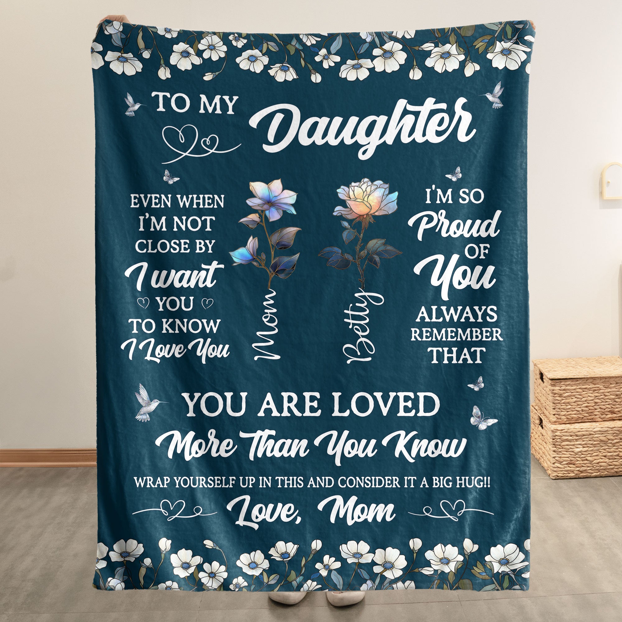 To My Daughter Granddaughter I Love You Birth Flower - Personalized Blanket Big Size