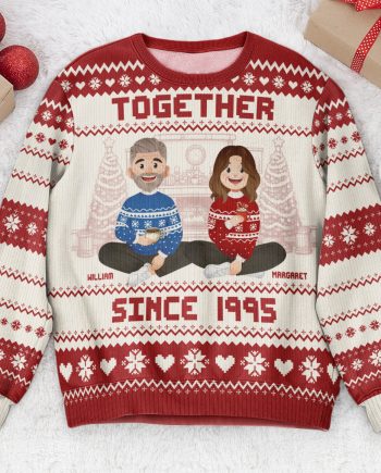 Together Since Couple Christmas Ugly Sweater New Version - Personalized Ugly Sweater